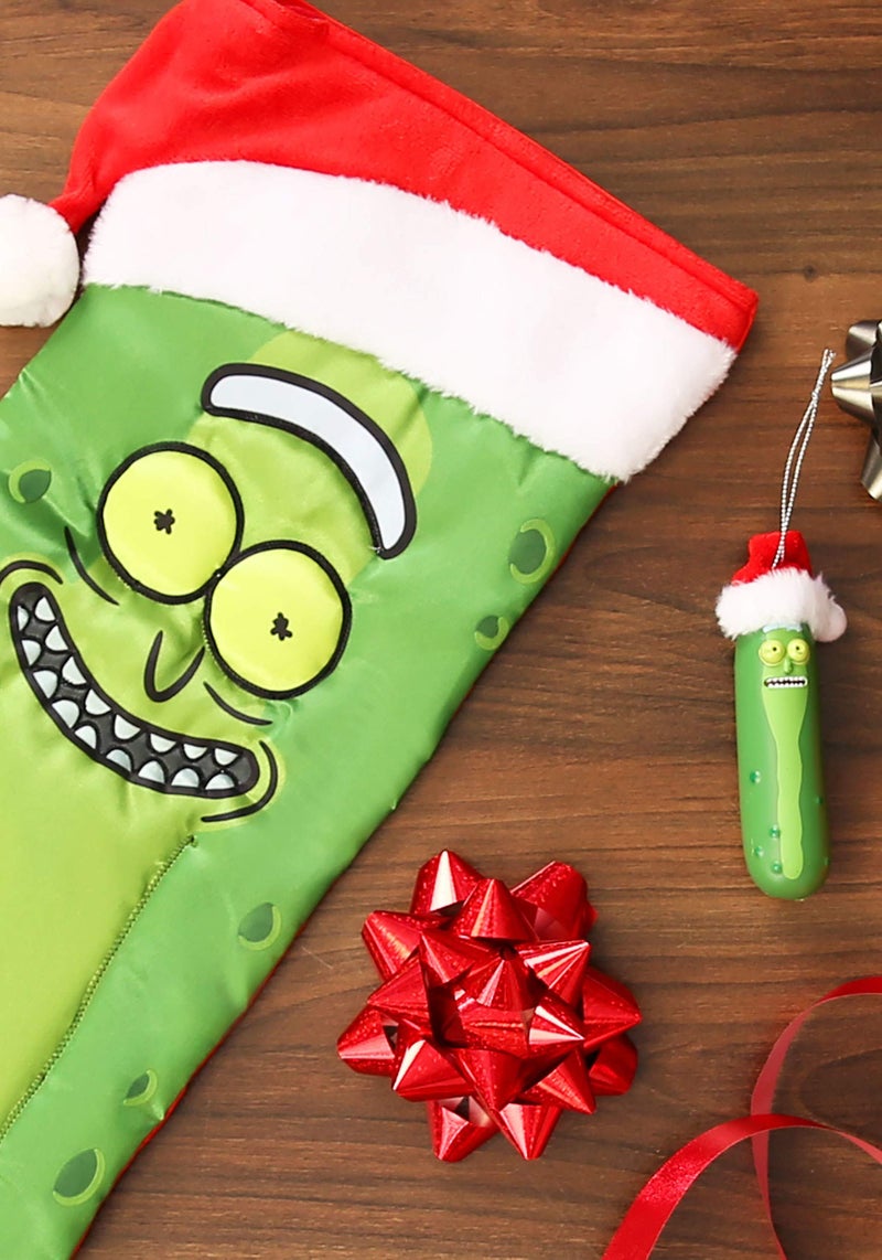 Kurt Adler Rick and Morty Pickle Rick Stocking with Santa Hat - Image 3